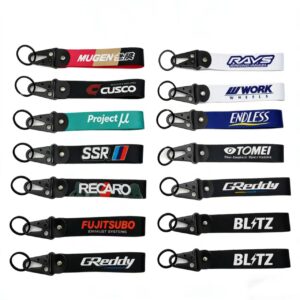 Short Polyester Lanyard With Leather Decoration