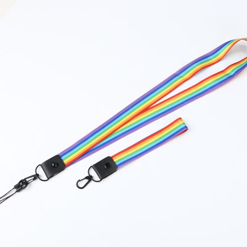 Colorful Polyester Lanyard with leather decoration - Image 2